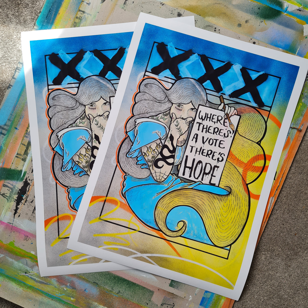 Art Print Vote Lady Woman Holding Sign