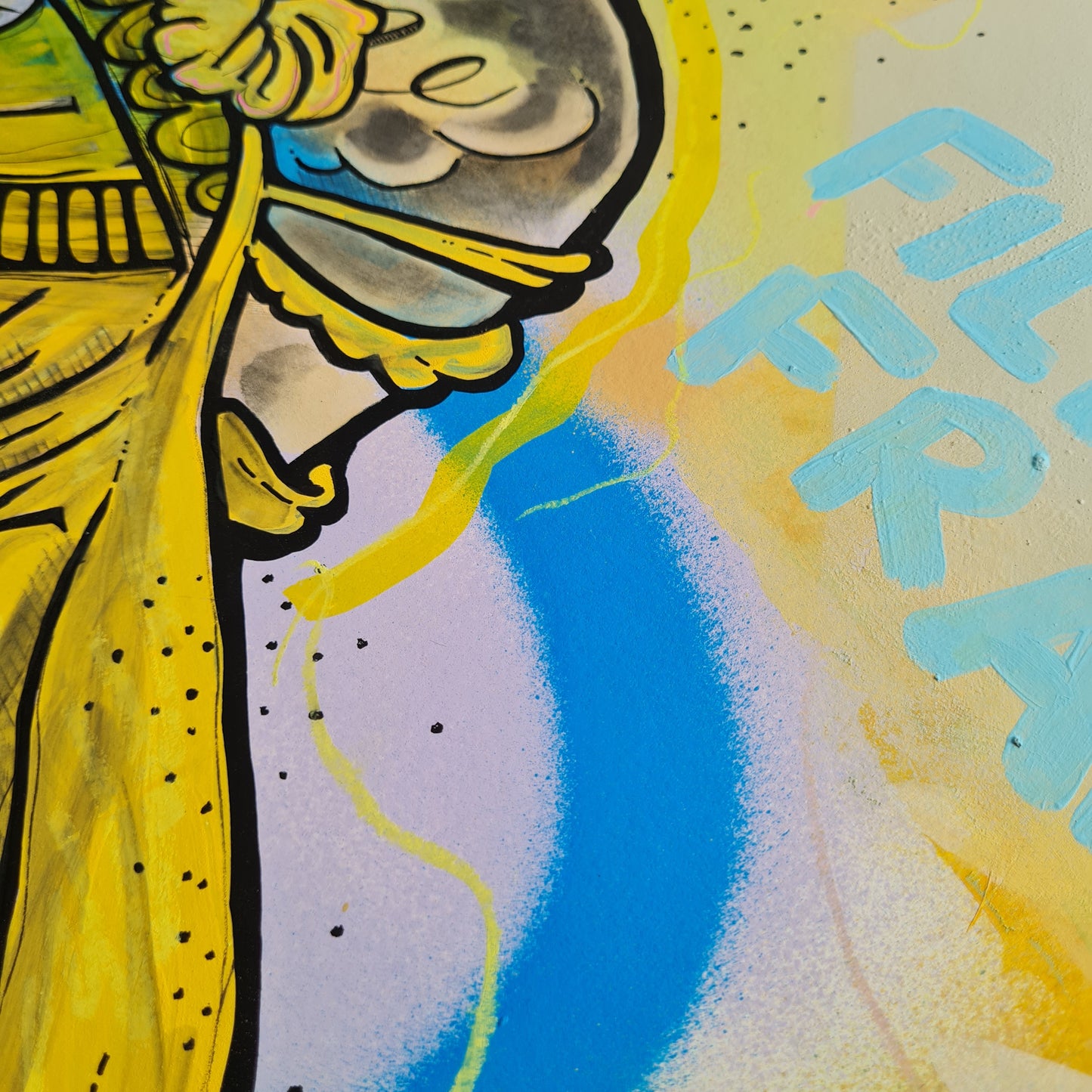 Painting Sara Prinsloo Art Sheffield Woman Tattoos Skateboard Close Up Detail 