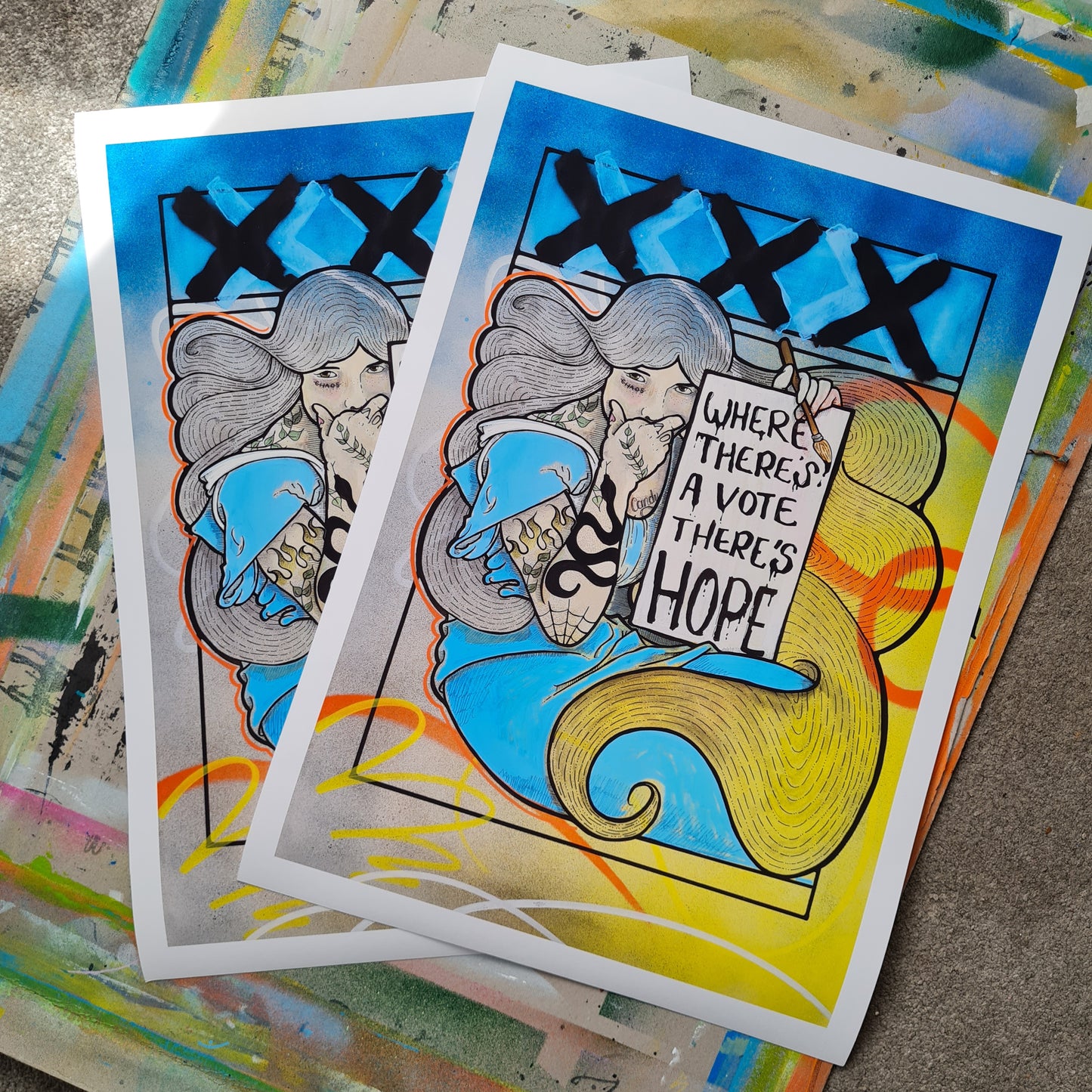 Art Print Vote Lady Woman Holding Sign 