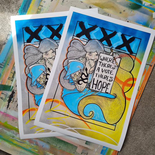 Art Print Vote Lady Woman Holding Sign 