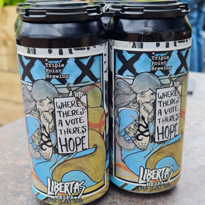 Beer can art beer can woman holding sign vote triple point brewing libertas Sheffield 